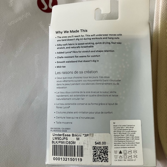 NWT Lululemon Under ease Bikini *3 Pack, Size Medium - Picture 2 of 5